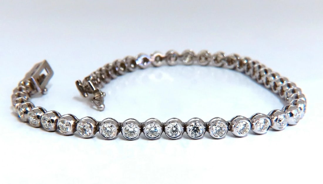 3.07ct. natural round diamonds tubular flush link tennis bracelet 14kt** - 8
