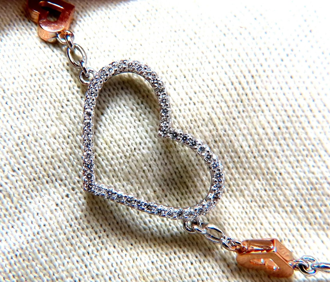 .36 carat natural diamonds wide heart linked bracelet 14 karat two tone** - 3