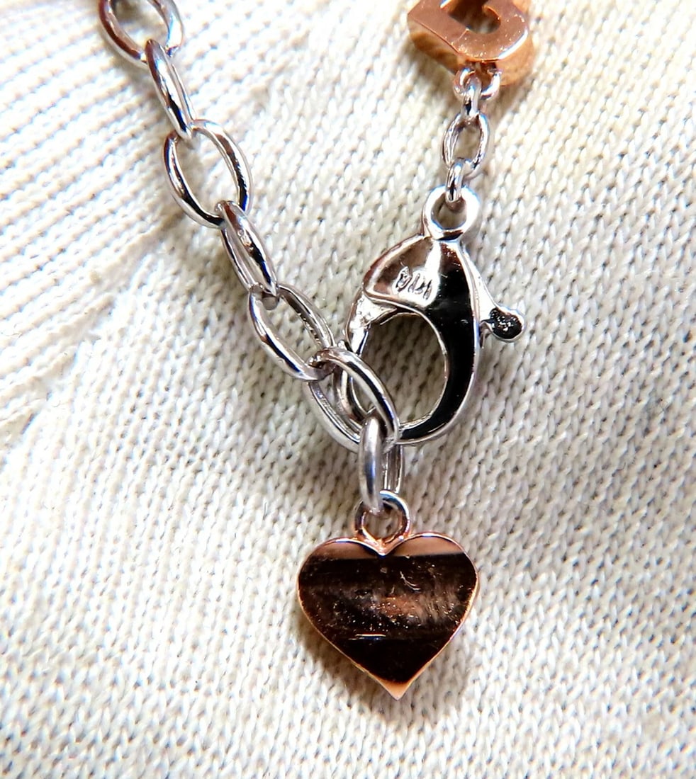 .36 carat natural diamonds wide heart linked bracelet 14 karat two tone** - 6