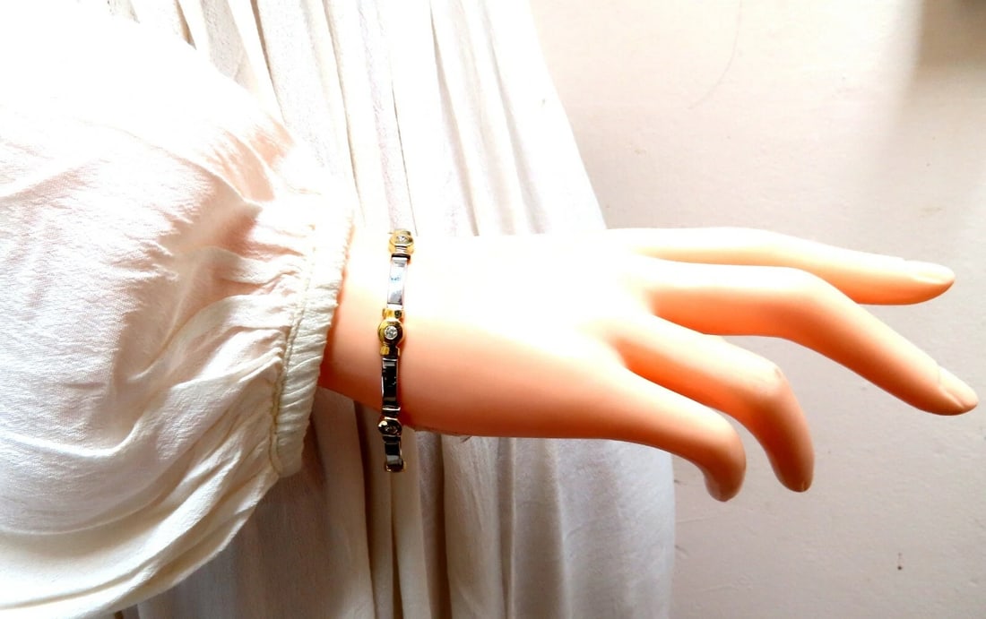 1.50 carat natural round diamond bezel flush set Diamond bracelet 14kt** - 7