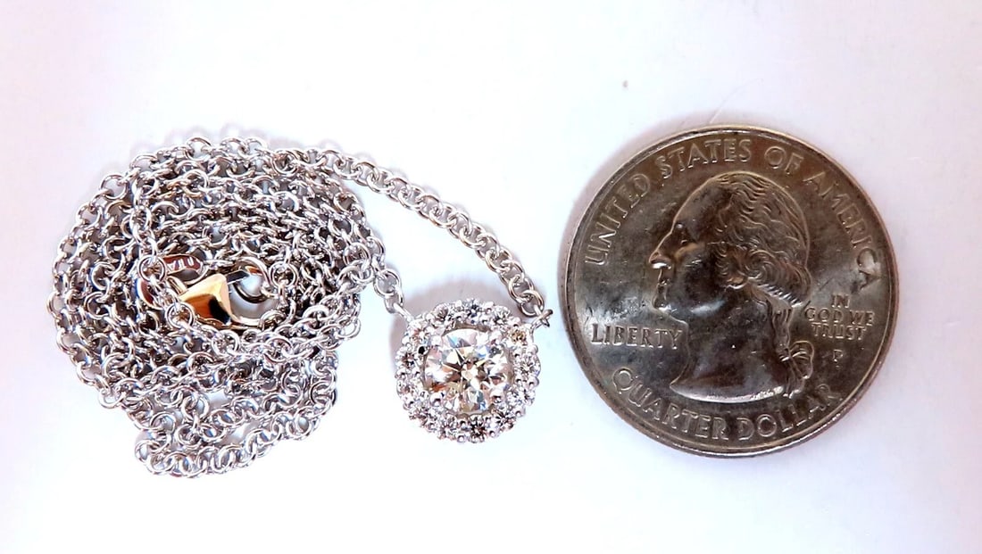 1.09ct natural diamonds halo cluster necklace 14kt** - 4