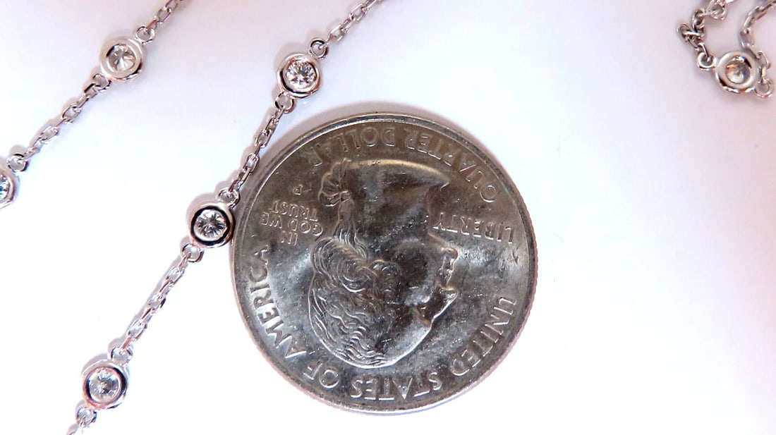 3.45ct natural diamonds eternity station by yard double wrap necklace 14kt ** - 5