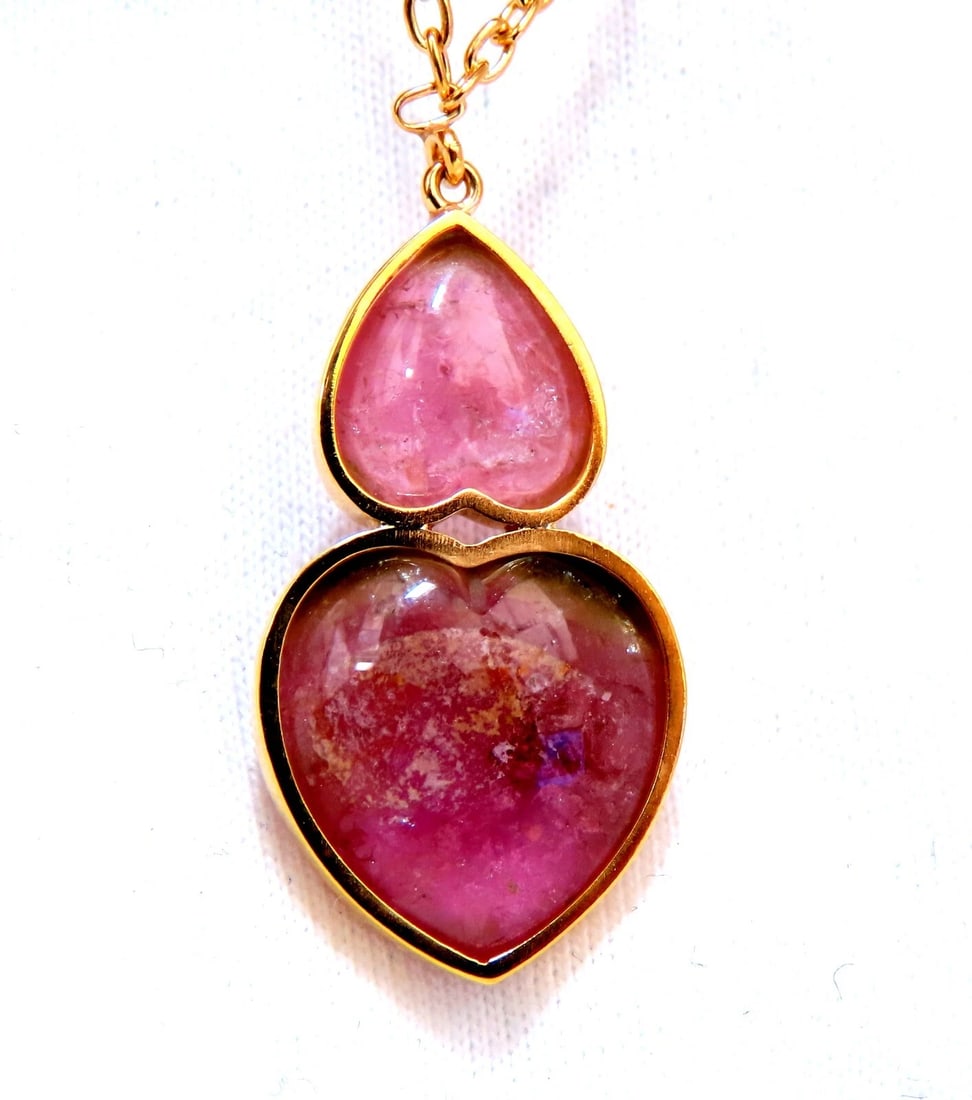 80ct Natural Carved Watermelon Purple Pink Tourmalines Necklace 14kt** - 5