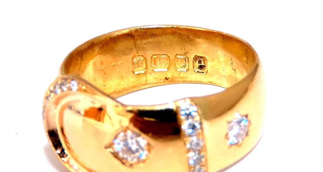 .40ct Natural Round Diamond Crescent Ring 18kt England - 5