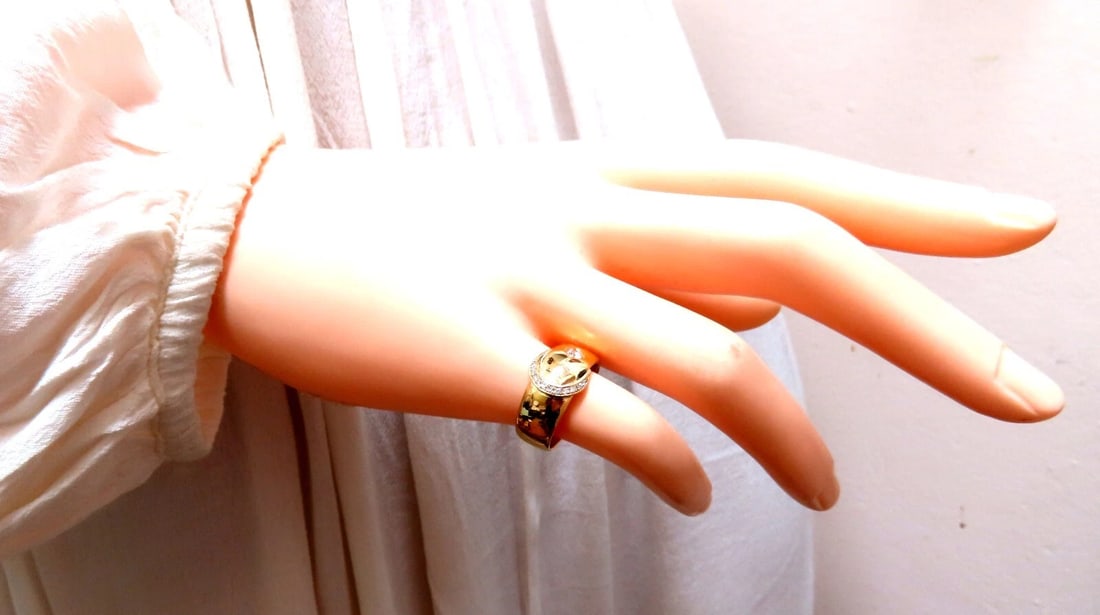 .40ct Natural Round Diamond Crescent Ring 18kt England - 7