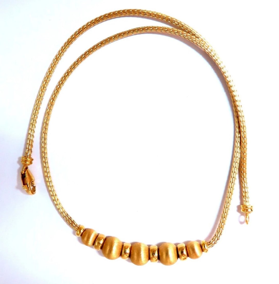 Brushed Rolling Ball Bead Necklace 14kt 15Grams 16.5 inch ** - 2