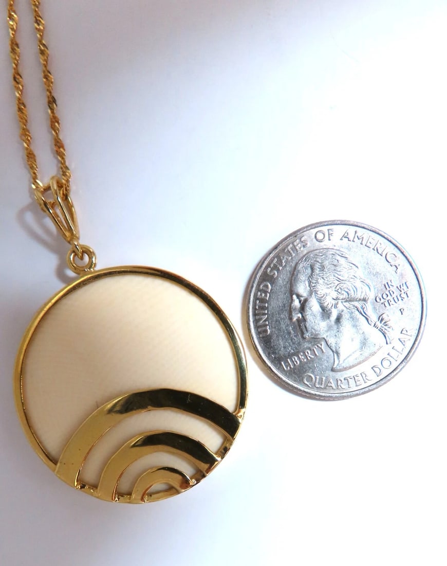 Rainbow Ray Beige Quartz Necklace 18kt 33mm** - 8