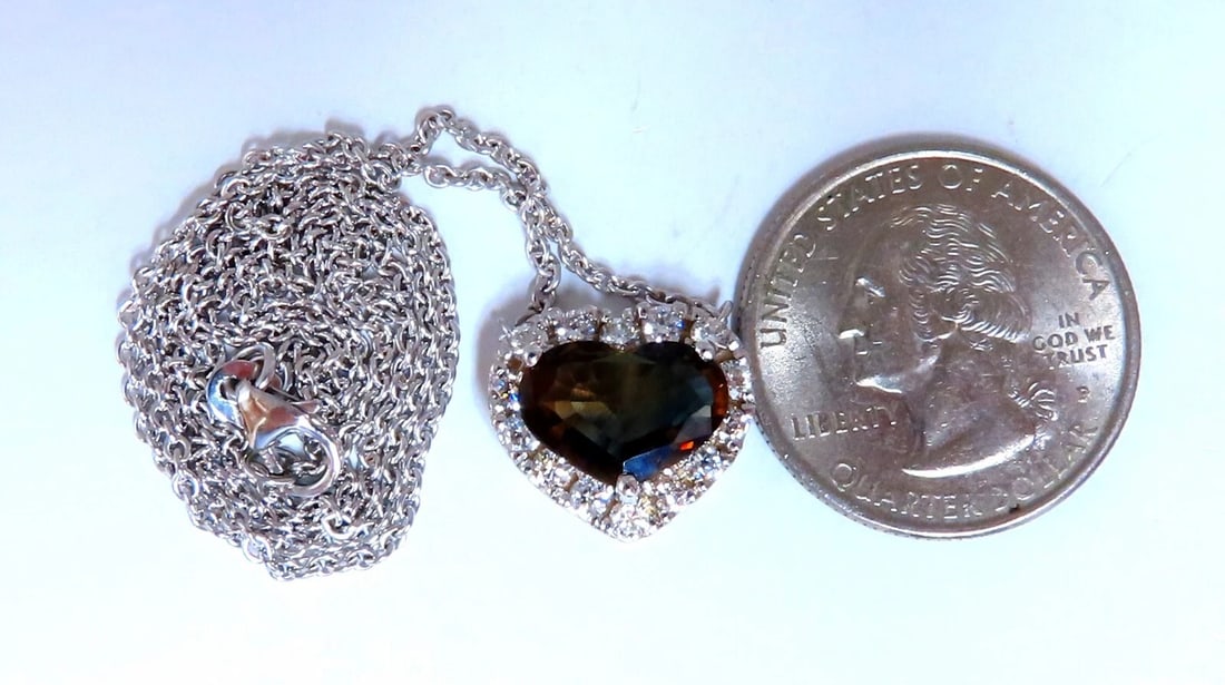 GIA certified 3.23ct Natural No Heat Heart Sapphire Diamonds Necklace 14kt** - 5