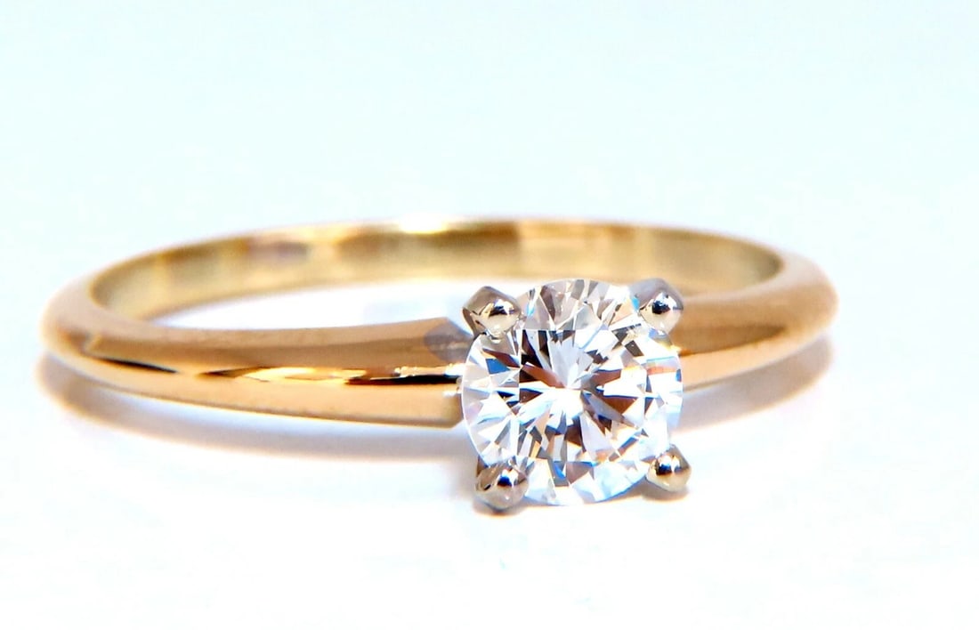 GIA Certified .60ct round cut diamond solitaire ring classic G/Vs - 2