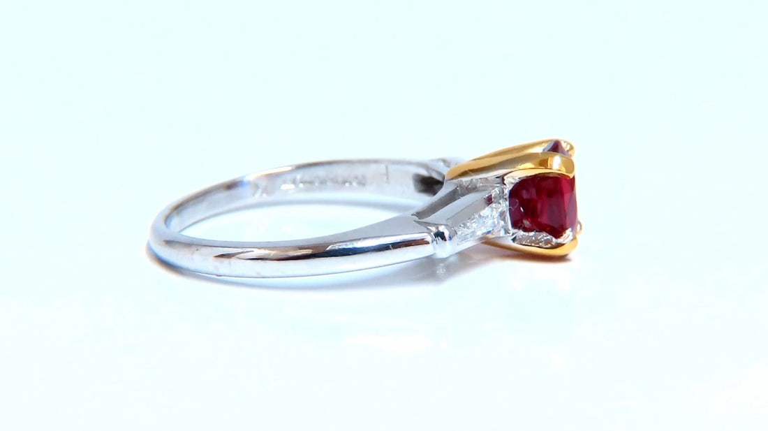 GIA Certified Ruby .99ct Diamond ring Platinum Vivid Red Prime - 3