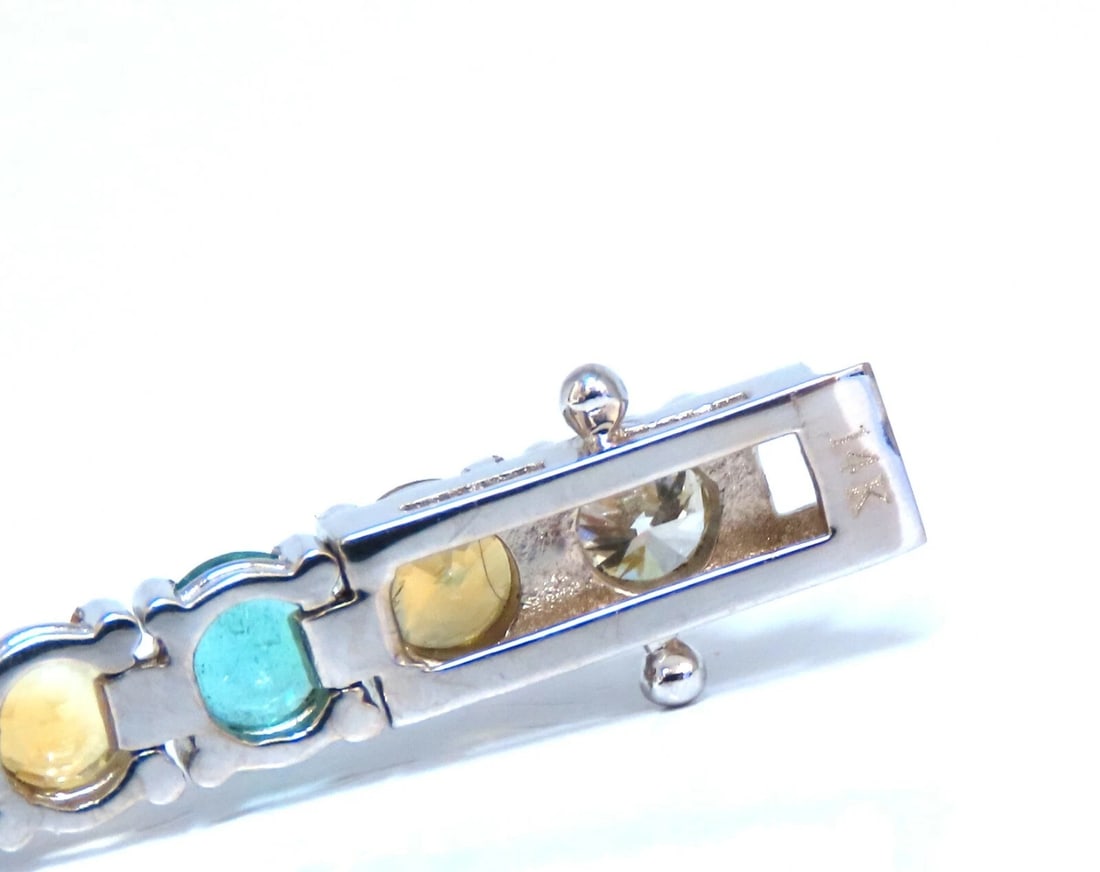 9.80ct natural ruby emerald sapphires diamond tennis bracelet 14kt gem line** - 4