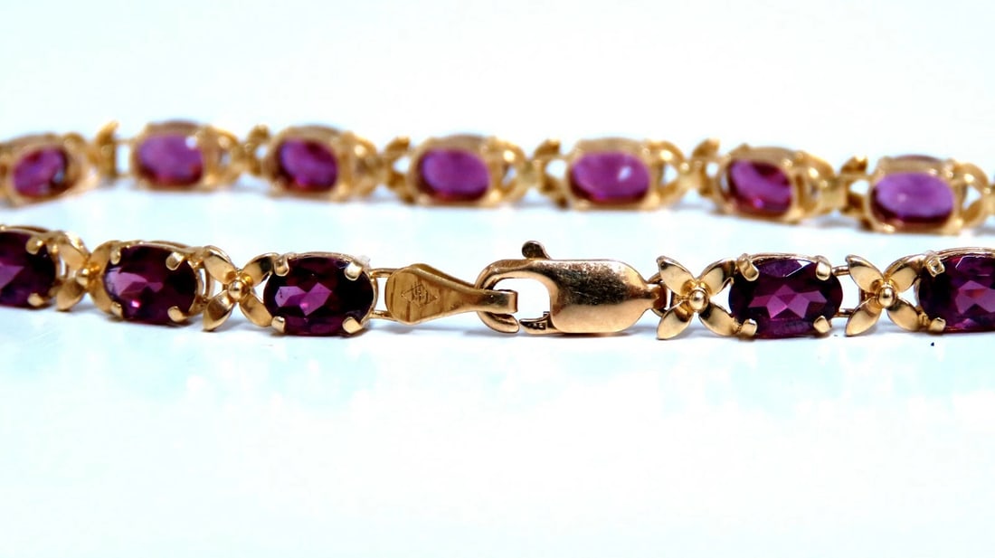 5.50ct Natural Rhodolite Garnet Bracelet 14kt gold** - 3