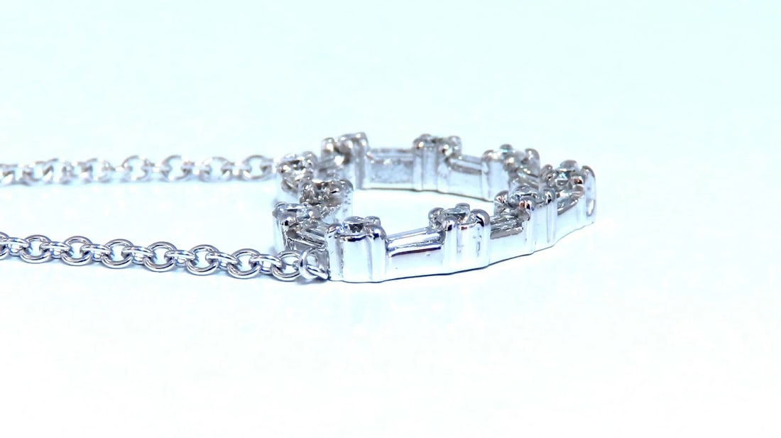 1.05ct Natural Baguette & Rounds Diamonds Heart Necklace 14kt** - 4