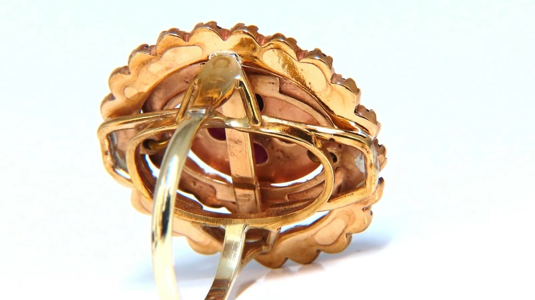 10ct natural oval garnets cluster ring 14kt gold 1930 - 5