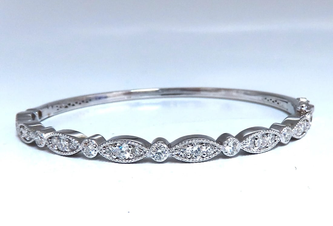 2.20ct Natural Diamonds Edwardian Style Bangle Bracelet 14kt Gold** - 2