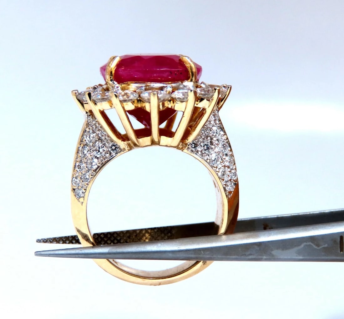 GIA Certified 16.37ct Ruby Diamonds Ring 14kt - 4