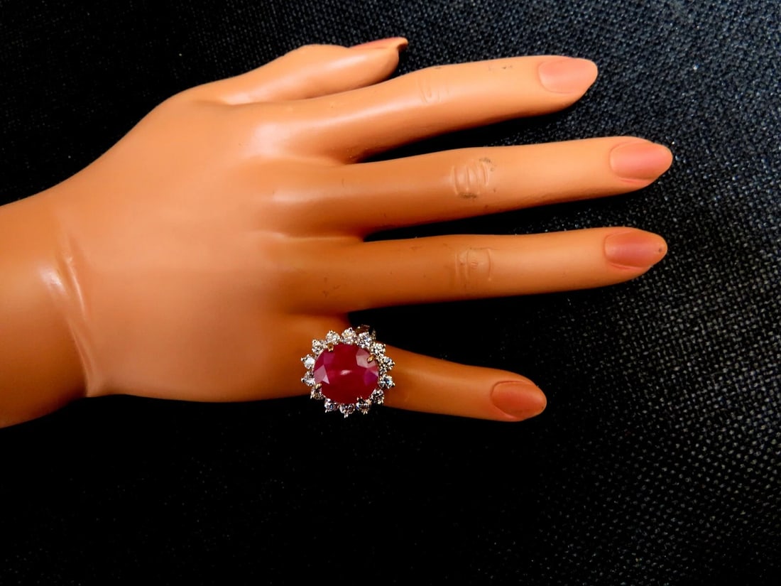 GIA Certified 16.37ct Ruby Diamonds Ring 14kt - 7