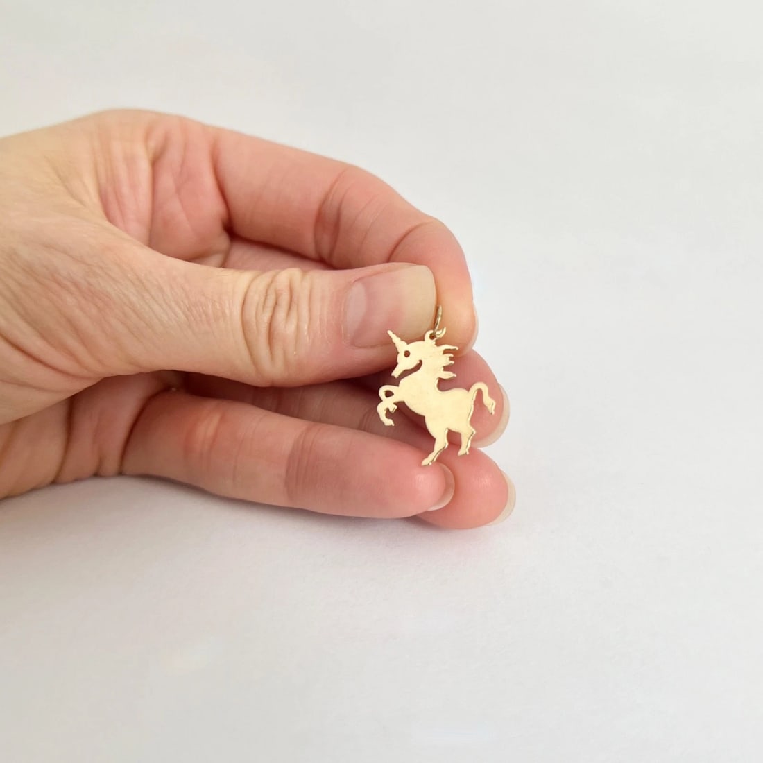 Estate Unicorn Charm Necklace Pendant 14K Yellow Gold, .46 Grams - 4
