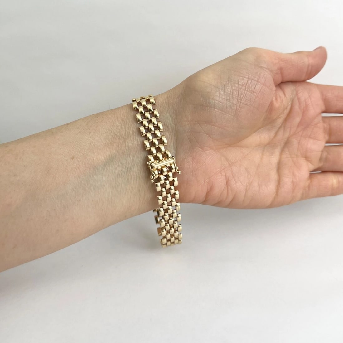 Italian Panther Chain Link Bracelet 14K Yellow Gold, 7.25 Inches, 15.70 Grams - 5