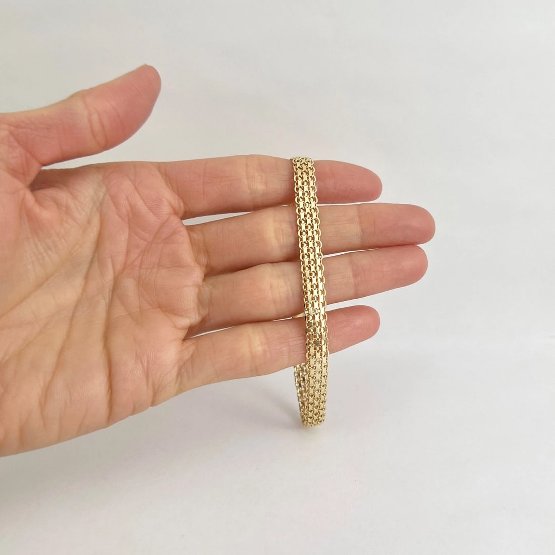 Bismark Mesh Flat Chain Link Bracelet 18K Yellow Gold, 9.46 Grams - 2