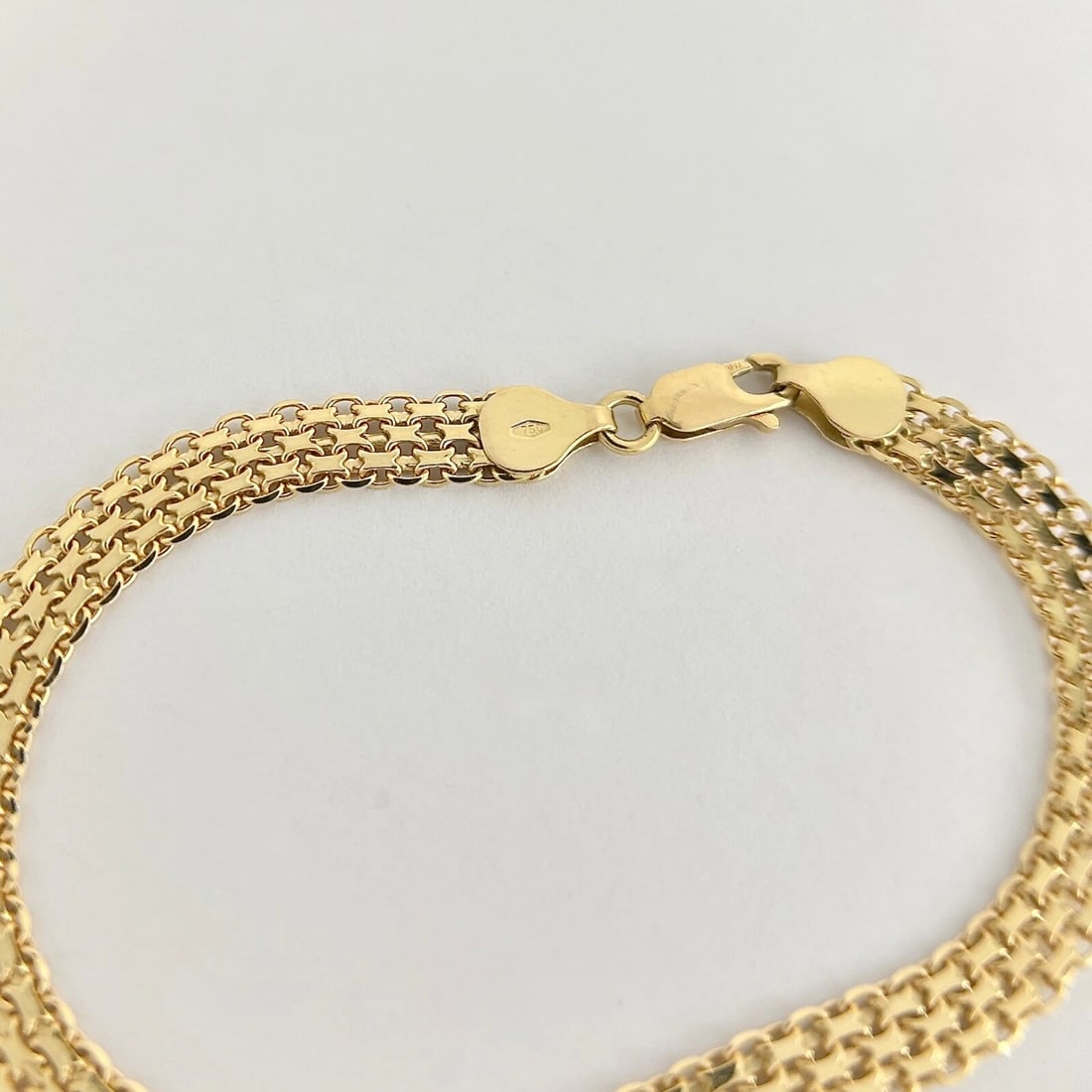 Bismark Mesh Flat Chain Link Bracelet 18K Yellow Gold, 9.46 Grams - 7