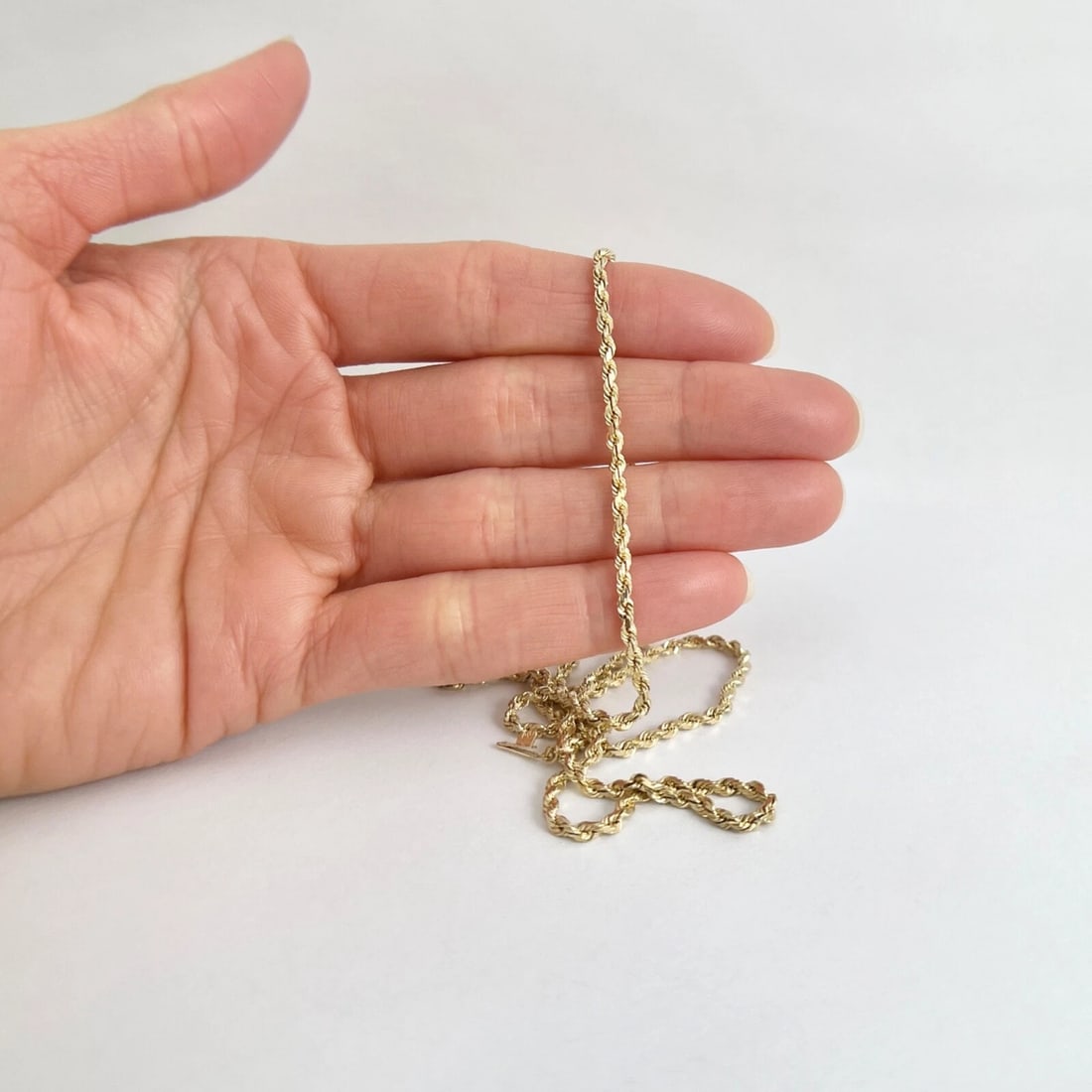 Long Rope Chain Necklace 14K Yellow Gold, 21 Inches, 2 mm, 9.72 Grams - 4