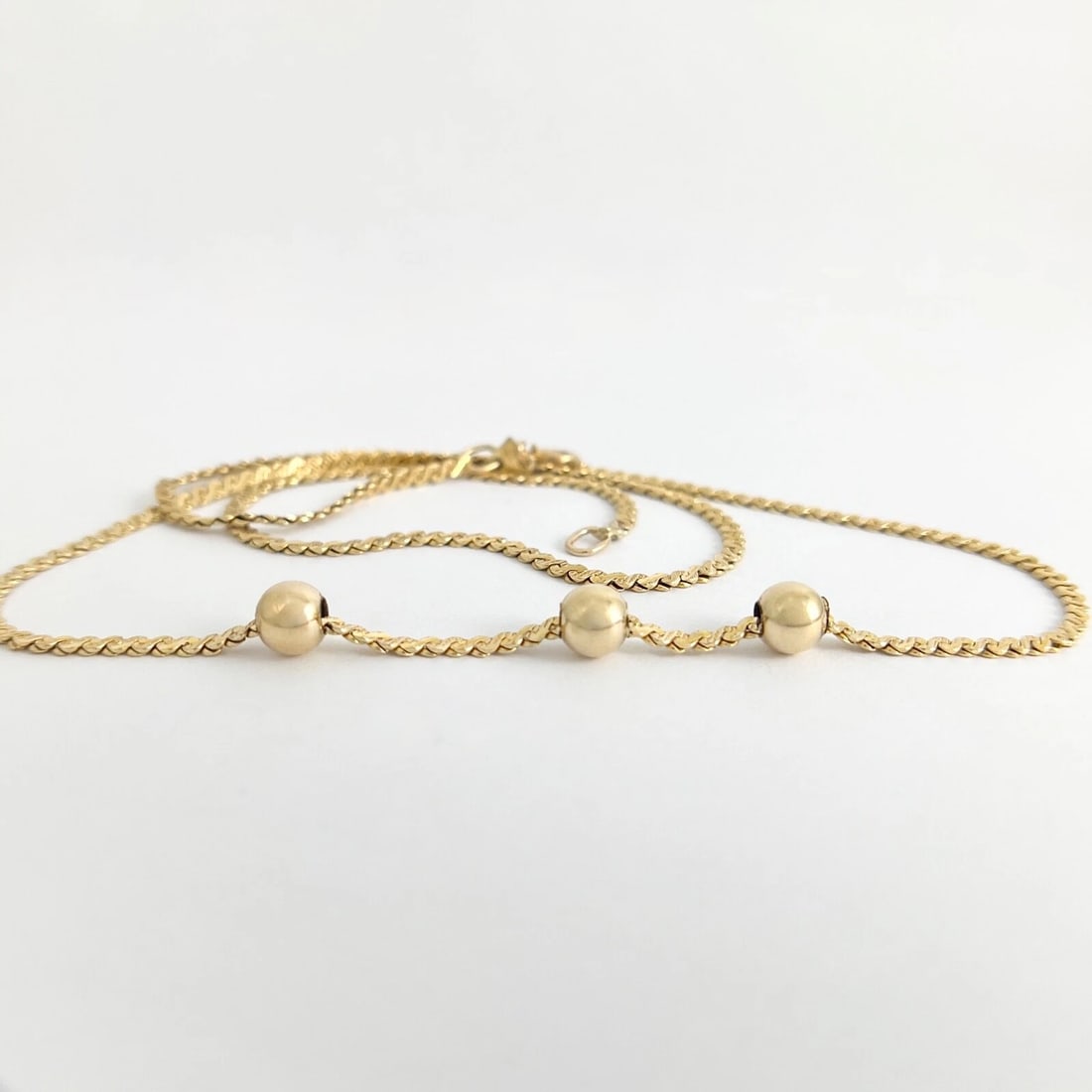 Italian Sliding Gold Ball S-Link Chain Necklace 14K Yellow Gold 24 Inch, 8.86 Gr - 5