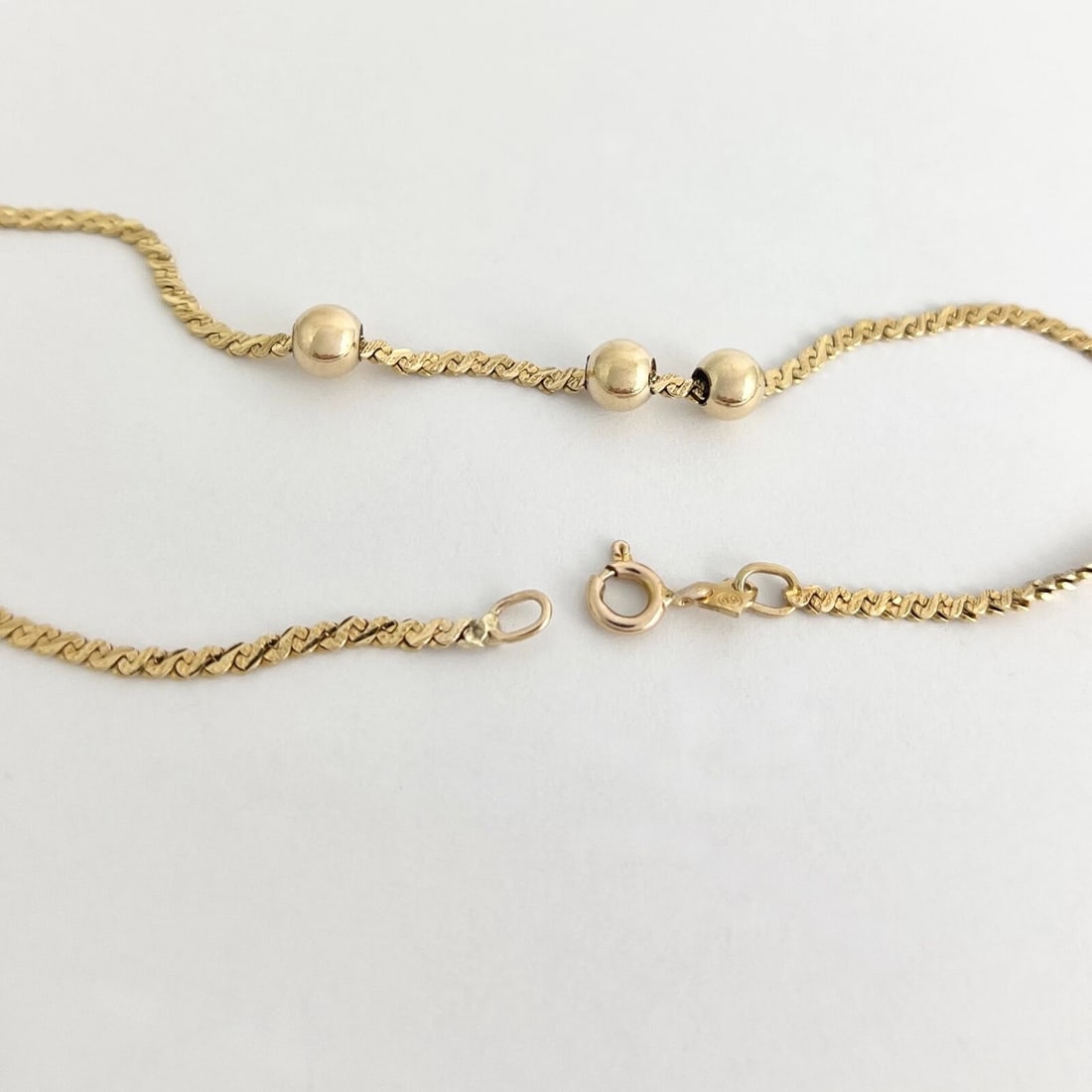 Italian Sliding Gold Ball S-Link Chain Necklace 14K Yellow Gold 24 Inch, 8.86 Gr - 6