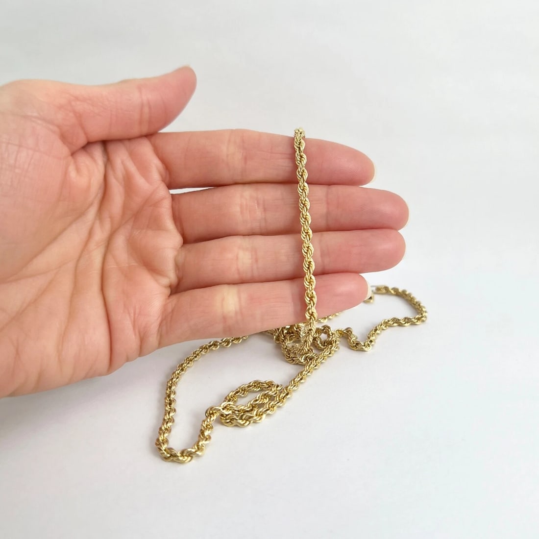 Long Rope Chain Necklace 14K Yellow Gold, 24 Inches, 3.3 mm, 6.44 Grams - 4