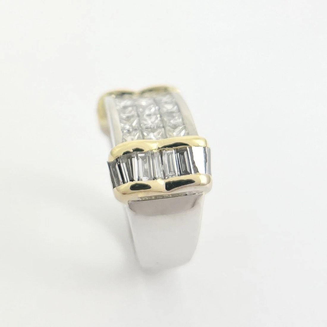 Princess Diamond Invisible Set Two-Tone Band Ring Platinum 18K Gold, 15.86 Gr - 9