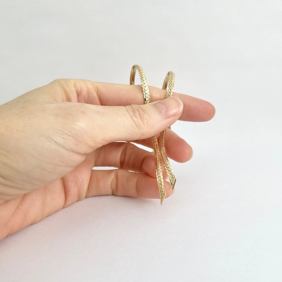 Italian Herringbone Lariat Necklace 14K Yellow Gold, 16 Inches, 3 mm, 9.60 Gr - 2