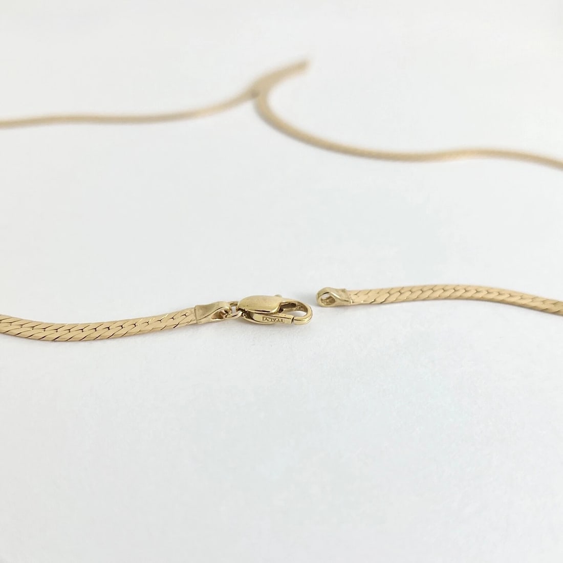 Italian Herringbone Lariat Necklace 14K Yellow Gold, 16 Inches, 3 mm, 9.60 Gr - 7