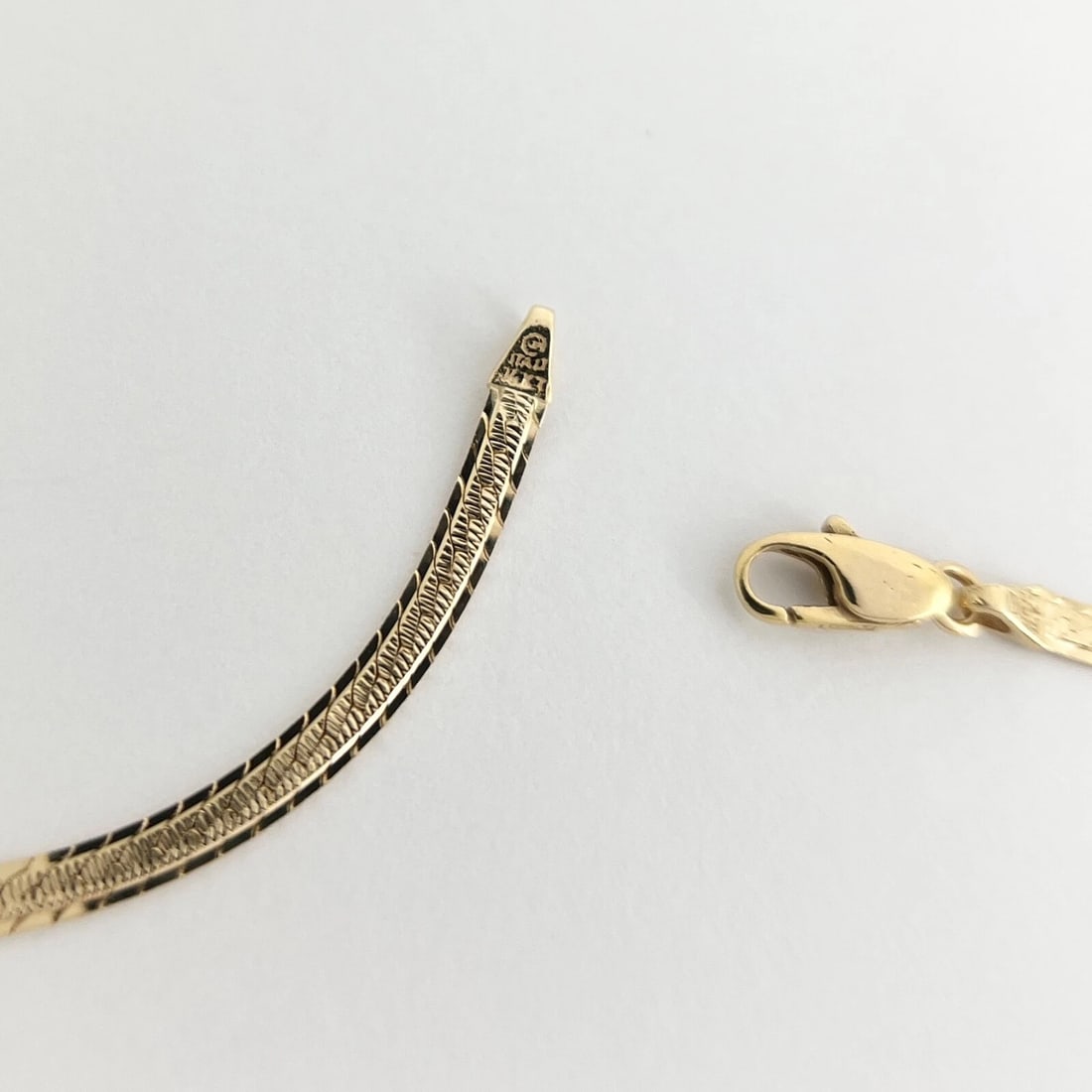 Italian Herringbone Lariat Necklace 14K Yellow Gold, 16 Inches, 3 mm, 9.60 Gr - 9