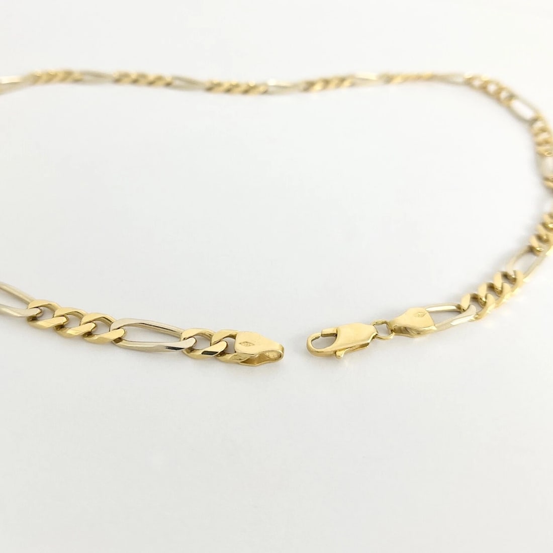 Italian Two-Tone Figaro Chain Necklace 18K Yellow Gold 20 Inch, 5.2 mm, 31.74 Gr - 6