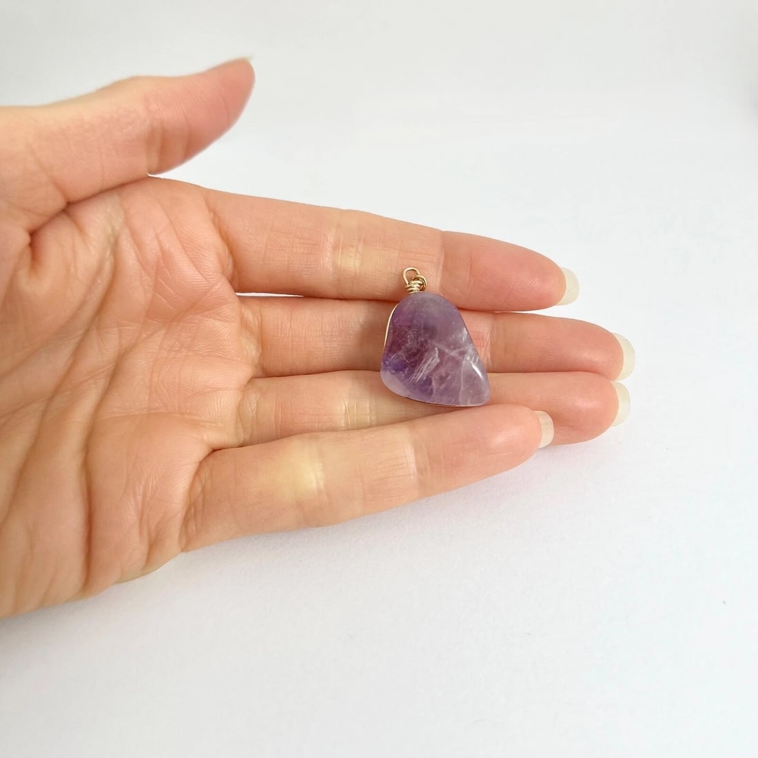 Raw Rough Amethyst Necklace Pendant Charm Yellow Gold-Plated, 30 CT, 6.26 Grams - 2