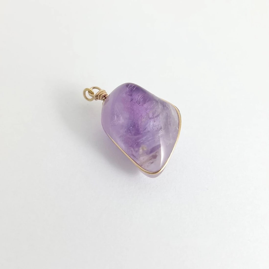 Raw Rough Amethyst Necklace Pendant Charm Yellow Gold-Plated, 30 CT, 6.26 Grams - 7