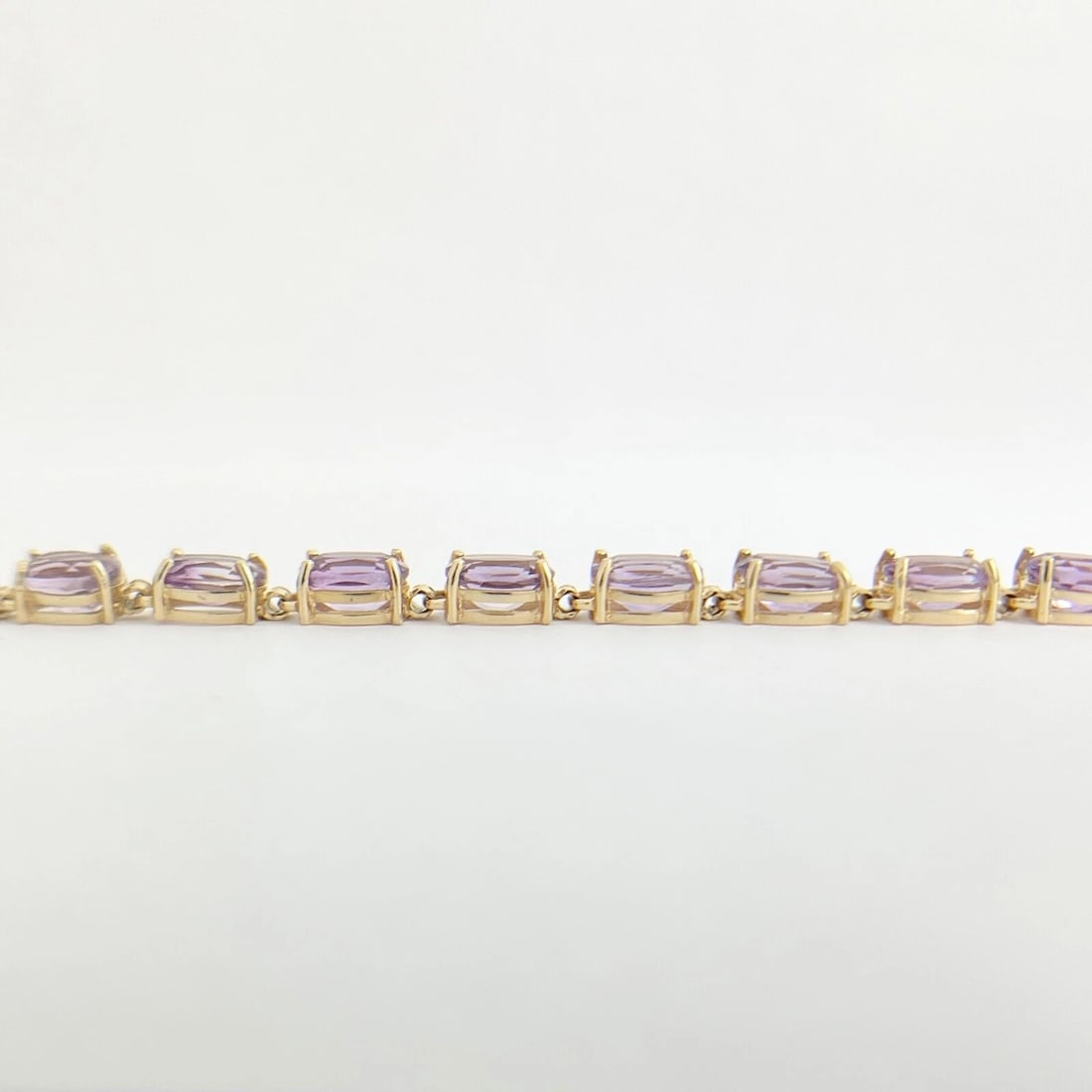 Oval Amethyst Purple Gemstone Tennis Bracelet 14K Yellow Gold 15.20 CTW, 9.66 Gr - 6