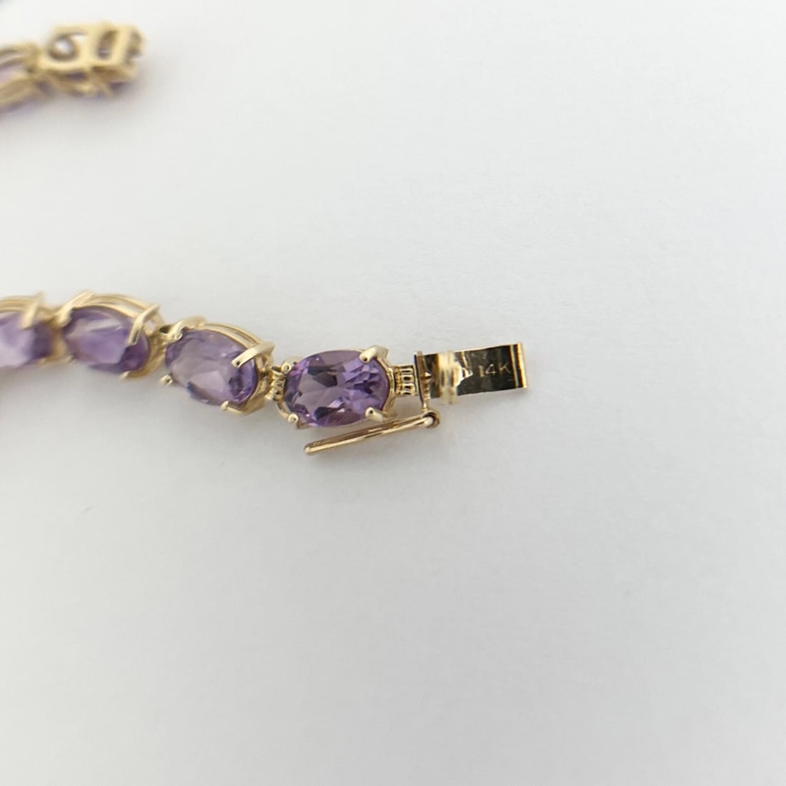 Oval Amethyst Purple Gemstone Tennis Bracelet 14K Yellow Gold 15.20 CTW, 9.66 Gr - 8