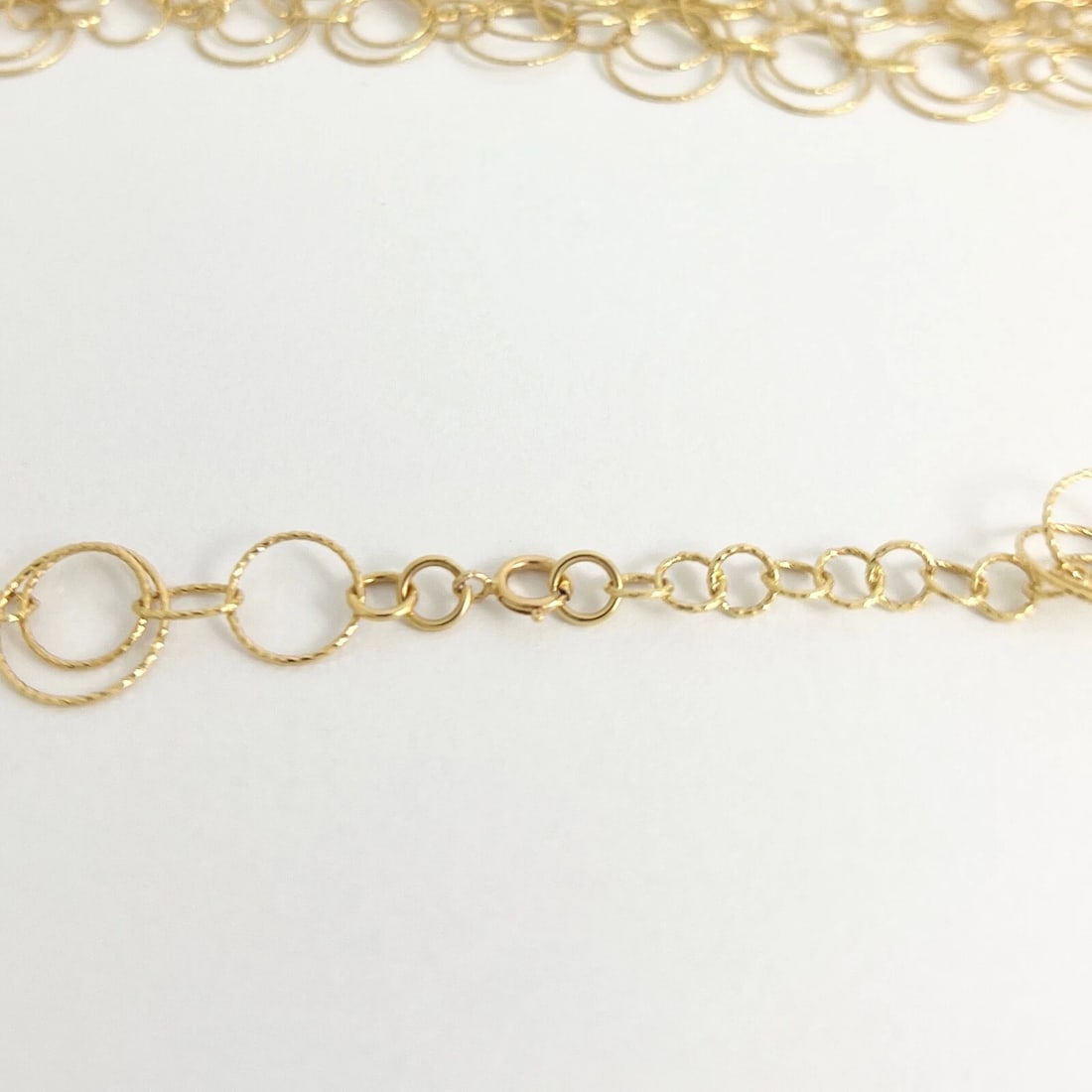 Filigree Open Circle Wire Link Chain Necklace 18K Yellow Gold, 24.60 Grams - 11