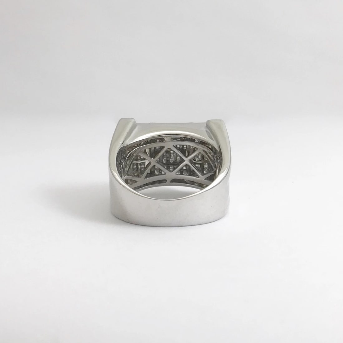 Men's Princess Diamond Invisible Set Ring 14K White Gold, 2.60 CTW, 21.14 Grams - 10