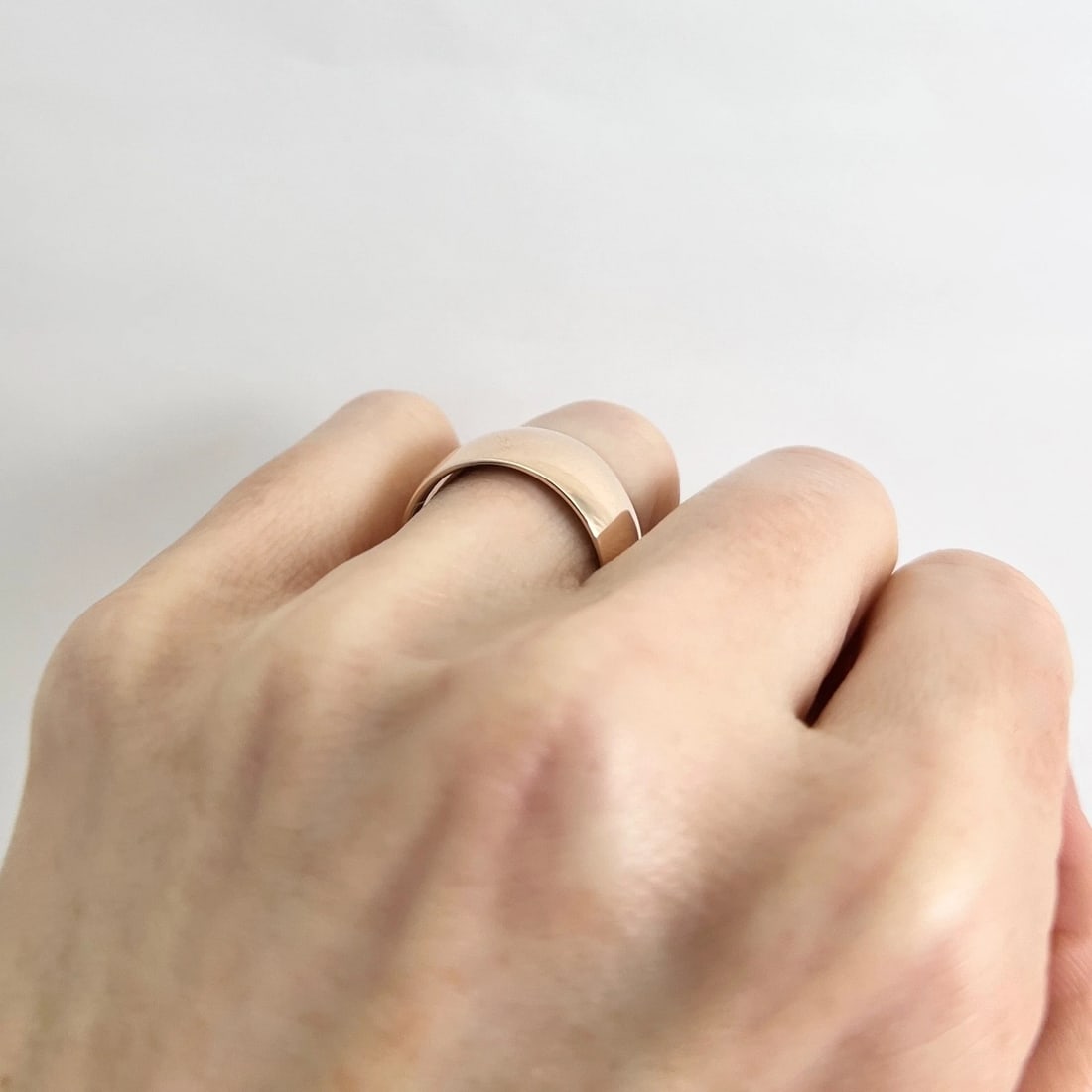 Wide Plain Statement Band Ring 14K Pink Rose Gold, Size 7.5, 10 mm - 4