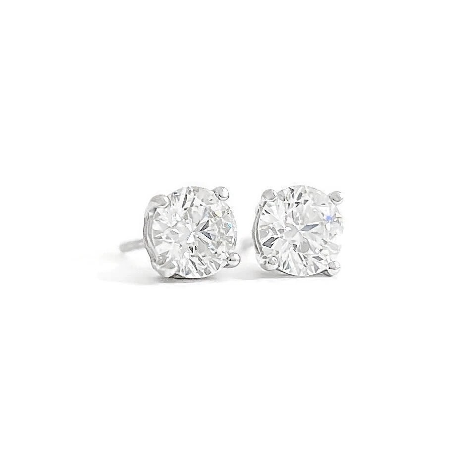 Round Lab-Created Diamond Stud Earrings 14K White Gold 4-Prong Basket, 1.04 CTW (1 of 4)