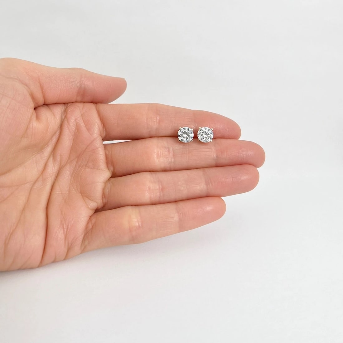 Round Lab-Created Diamond Stud Earrings 14K Yellow Gold 4-Prong Martini 2.08 CTW - 2