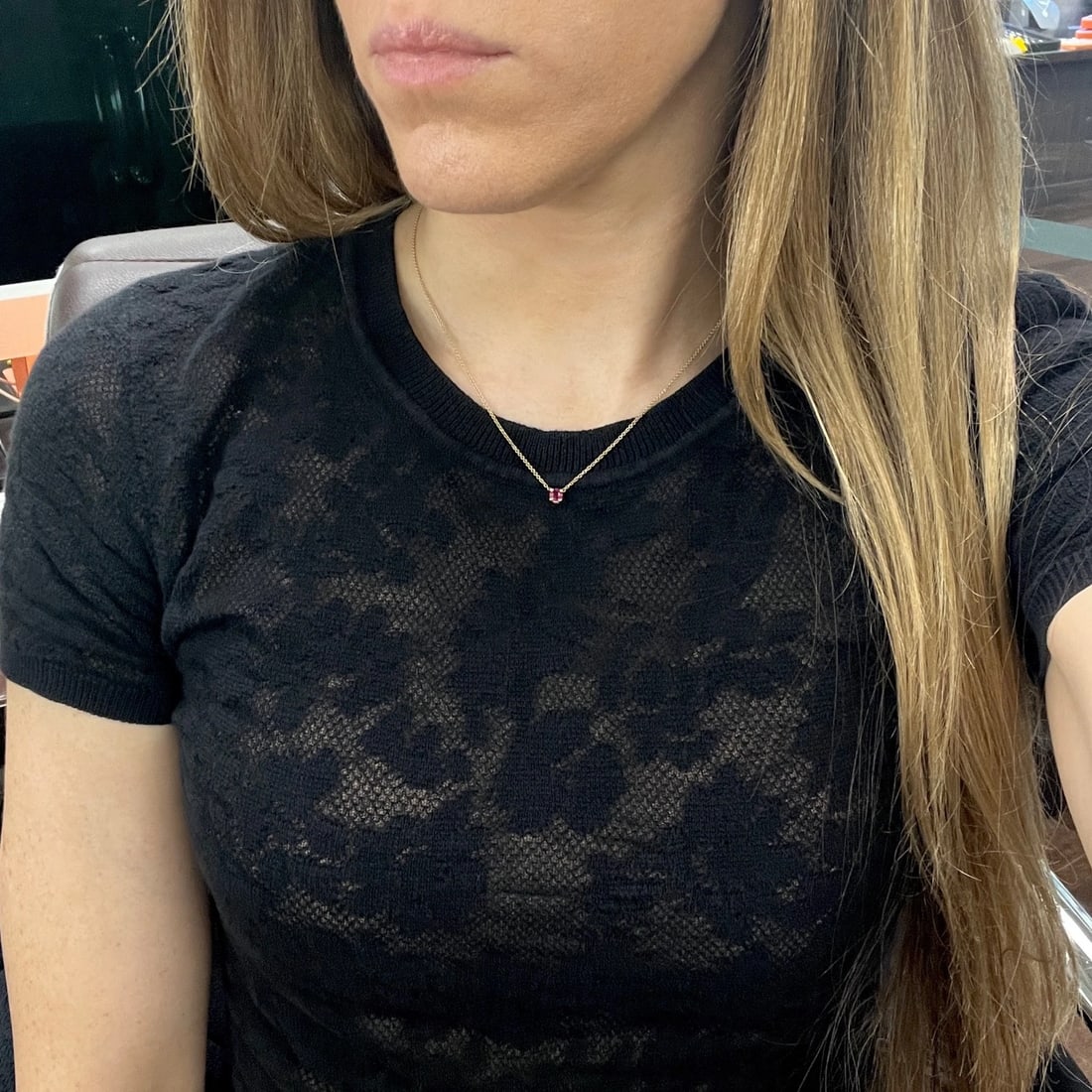 Round Solitaire Ruby Gemstone Pendant Necklace 14K Yellow Gold, .42 CT - 3