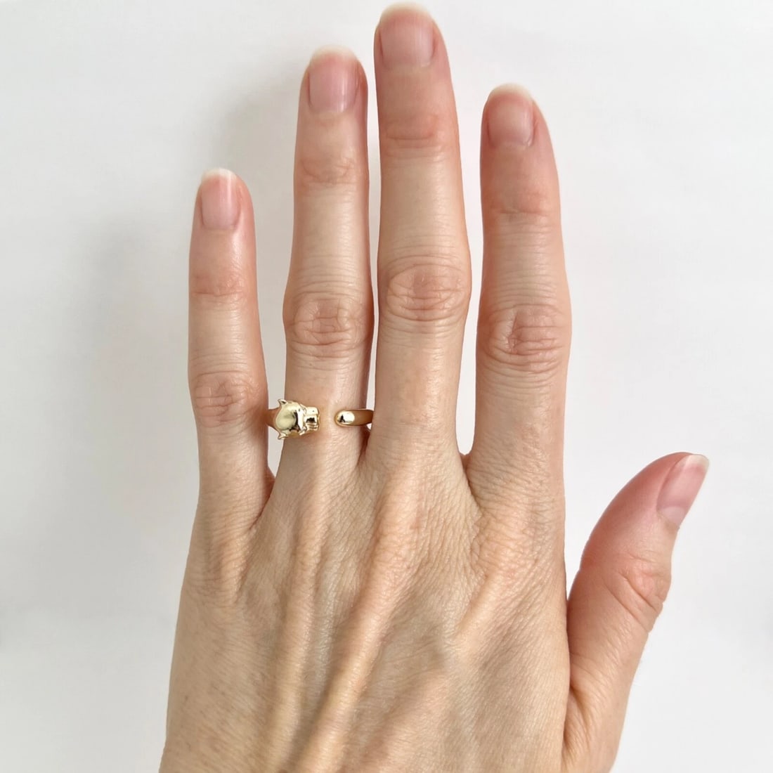 Diamond Eye Panther Open Wrap Statement Ring 14K Yellow Gold .02 CTW - 3