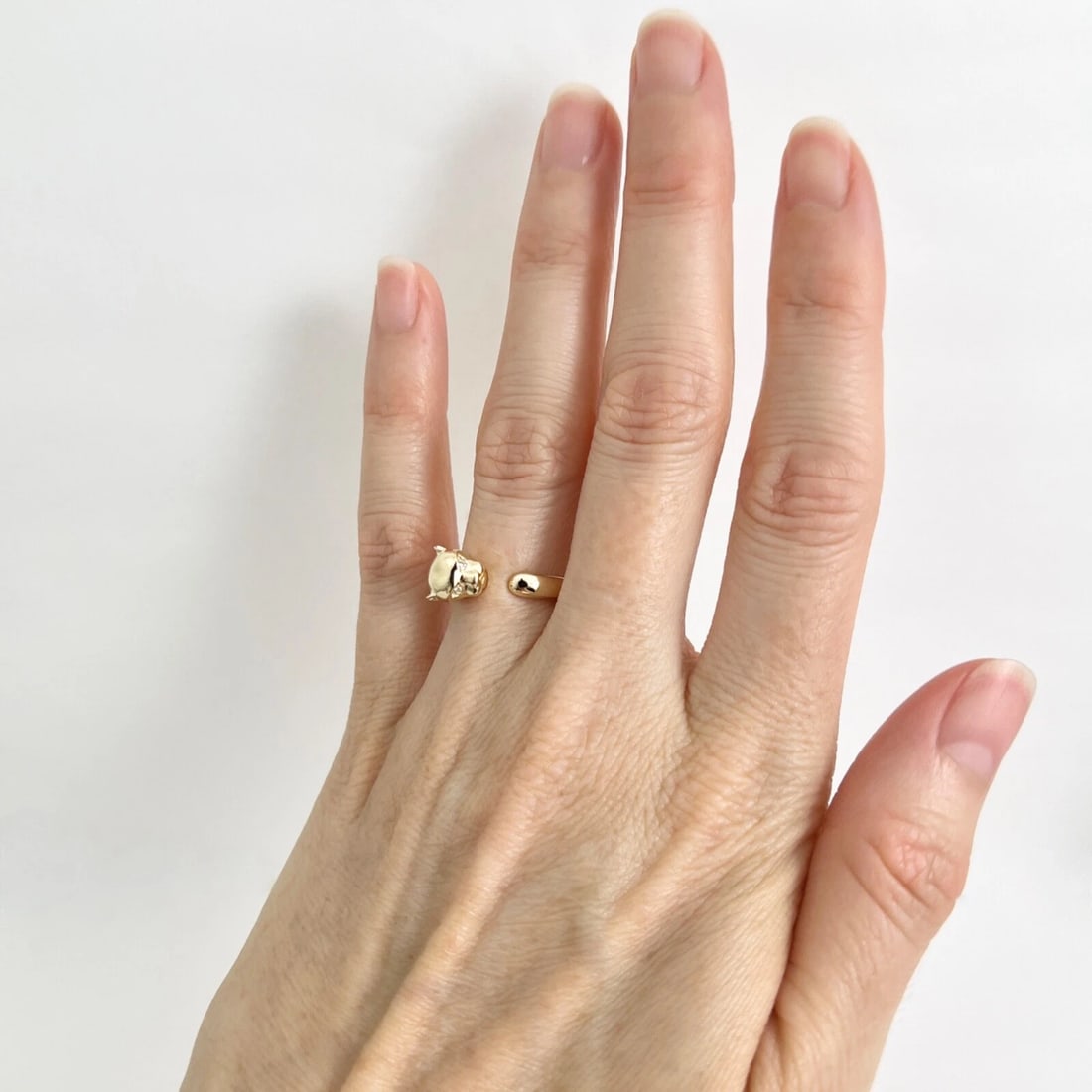 Diamond Eye Panther Open Wrap Statement Ring 14K Yellow Gold .02 CTW - 4