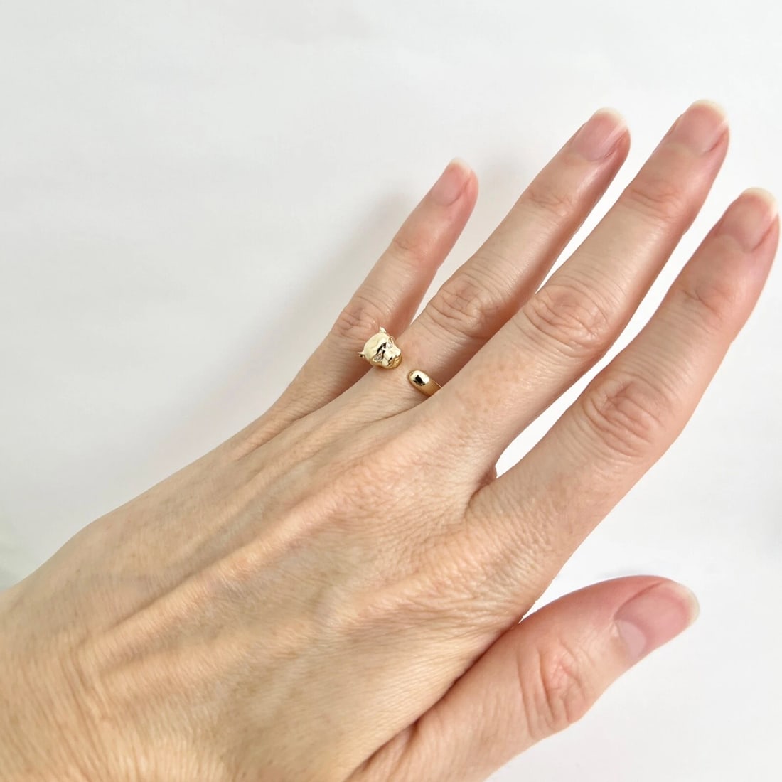 Diamond Eye Panther Open Wrap Statement Ring 14K Yellow Gold .02 CTW - 5