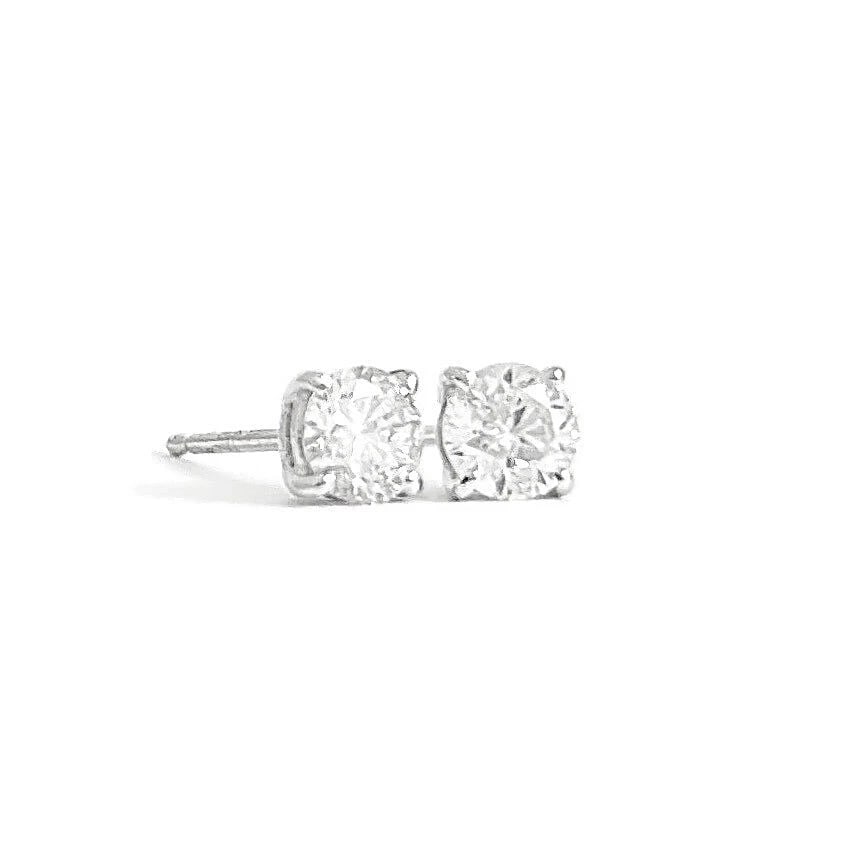 Round Diamond Stud Earrings 14K White Gold 4-Prong Basket, .55 CTW (1 of 4)