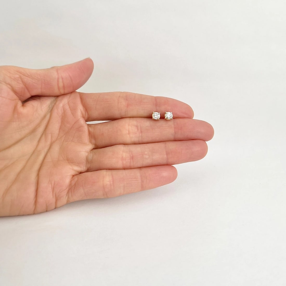 Round Lab-Created Diamond Stud Earrings 14K Yellow Gold 4-Prong Basket, .45 CTW - 2