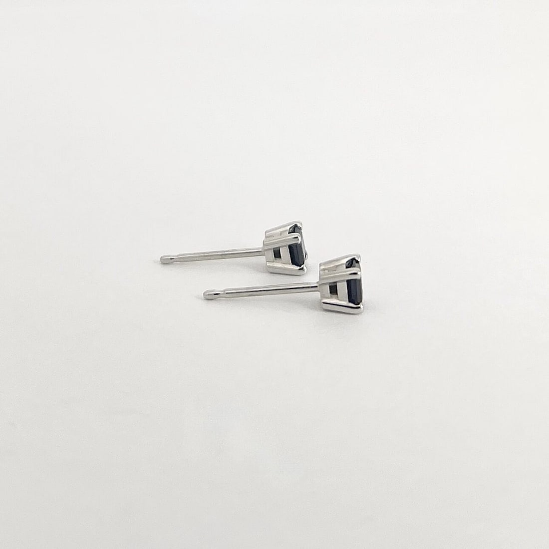 Small Square Princess Cut Blue Sapphire Stud Earrings 14K White Gold, .36 CTW - 5